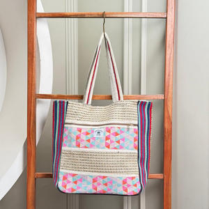 El mejor bolso de mano de cáñamo hecho a mano con estampado tribal, bolso de hombro de compras reutilizable ecológico para mujer, bolso de estilo étnico bohemio - Product Image 2