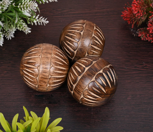 Wood Round <b>Balls</b> Set of 3 for Centerpiece Natural Decorative for Tabletop <b>Bowl</b> Display Living Room Dining Table Bedroom Office - Product Image 6