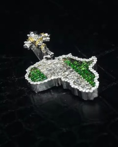 Colgante de Lujo con Figura de Cristo y Mapa de África, Moissanita Corte Baguette, Plata 925, Amuletos Religiosos, Joyería Hip Hop Iced Out - Product Image 2