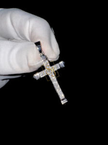 VVS-VS en or massif glacé 14 carats 0.80 TCW diamant cultivé en laboratoire délicat collier pendentif en diamant croix personnalisé cadeau de baptême religieux - Product Image 3