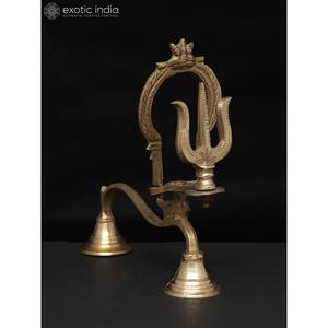 Hecho a mano 7 pulgadas latón Shodash Upachara Trishul lámpara decoración del hogar artículo hecho en La India - Product Image 3