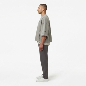 T-shirt Homme Oversize Premium 460G en Molleton Bouclette Coupe Boxy Délavé Vintage Streetwear Lourd Personnalisé OEM Double Couche Anti-Boulochage - Product Image 3