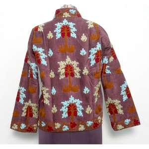 Veste Courte Décontractée pour Femme, Broderie Florale Boutonnée, Faite Main, Écologique, Style Plage, Hiver - Product Image 4