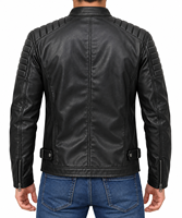 Veste de moto en cuir de vache noir respirant pour homme, coupe ajustée, col montant, fermeture éclair, style motard, hiver