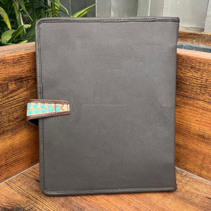 Newest Personalized Executive Hand <b>Tooled</b> <b>Leather</b> Ring Binders Business Resume Portfolio Padfolio Notebook Organizer with Zipper - Product Image 6