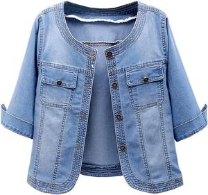 Veste en jean pour femme, col rabattu, manches longues, fermeture éclair - Product Image 2