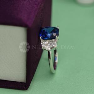 Three Stone Cushion Cut <b>Fine</b> Diamond Jewelry Lab Grown Diamond <b>Ring</b> in White Gold for Wholesale Export from India - Product Image 6