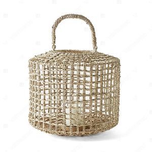 Vietrustic Vintage Natural Floor <b>Lantern</b> <b>Candles</b> and Glass Holders Seagrass Jute <b>Lantern</b> Braided Hanging <b>Lanterns</b> - Product Image 3
