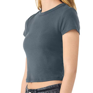 Summer Cozy Pastel <b>Peach</b> Women Summer Crop <b>Top</b> Mockup Casual Relaxed Fit Cropped Tee Shirt - Product Image 3