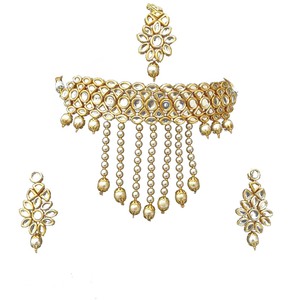 Gargantilla Clásica India para Mujer, para Boda, Compromiso, Aniversario, Fiesta, Verde, Tradicional, con Cristales, Kundan, Perlas de Imitación, Aleación Dorada, Regalo - Product Image 3