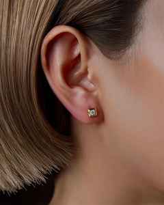 Boucles d'oreilles clous carrées en moissanite, plaquées or avec argent 925, bijoux solitaires raffinés pour fiançailles, cadeau pour femme - Product Image 3