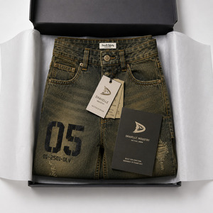 Washed Olive Denim Jorts Men Baggy Y2K Streetwear <b>Shorts</b> with Distressed Finish & Utility Loop Low MOQ Wholesale - Product Image 6