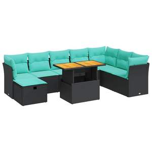 Juego de sofás de patio de ratán sintético gris de 9 piezas con cojines, muebles duraderos para exteriores - Product Image 2