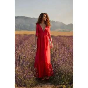 Robe maxi décontractée rouge d'été, élégance sans effort faite à la main, notre collection époustouflante de robes bohèmes conçues pour les âmes libres, 100% - Product Image 4