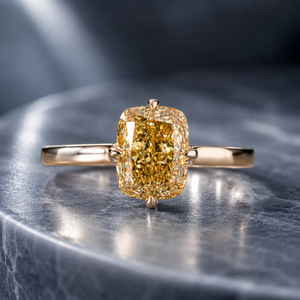แหวนเพชรเม็ดเดี่ยวทรงเรเดียนท์คัทสีเหลืองแฟนซี ทองคำขาว 14K สำหรับผู้หญิง ของขวัญวันครบรอบแต่งงาน เครื่องประดับชั้นดี - Product Image 1