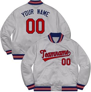 Veste de sport grise personnalisée pour homme avec bordure bleue, nom et numéro personnalisés, broderie sur le devant - Product Image 1