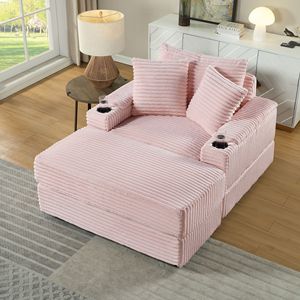 Set Soggiorno Accogliente: Divano Profondo con 2 Cuscini Decorativi e Pouf - Product Image 6