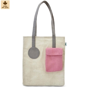 กระเป๋าผ้ากระสอบย้อมสีพร้อมโลโก้สั่งทำพิเศษ มีช่องด้านนอก ขนาด 33x39 ซม. กระเป๋าช้อปปิ้งนำกลับมาใช้ใหม่ได้ ขายส่ง รับผลิตแบบ OEM ODM พร้อมรับผลิตแบรนด์ส่วนตัว - Product Image 1