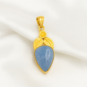 <b>Top</b> Quality 925 Sterling Silver Blue Angelite Arrowhead Pendant Necklace <b>Rose</b> Gold Yellow Gold Plated Floral Vintage Charm Women - Product Image 5