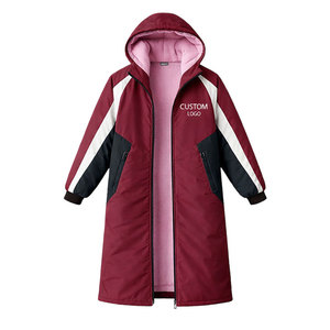 High Quality Custom Logo Wholesale Swim <b>Parka</b> <b>Waterproof</b> Windproof Thermal Lined Hooded Long <b>Jacket</b> for Swimmers Beach Pool - Product Image 3
