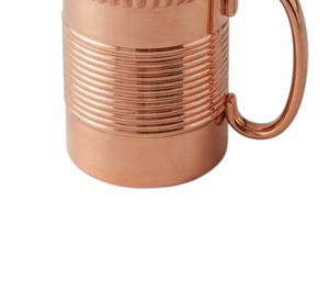 Mug à boisson en cuivre classique poli à motif côtelé, tasse à boisson en métal, mug à eau ou à bière en cuivre - Product Image 3