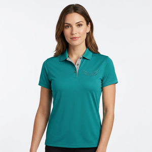 Polo de Manga Corta Color Verde Azulado para Hombre, Logotipo Bordado, Color Sólido, Informal, Transpirable, Tela Oxford - Product Image 2