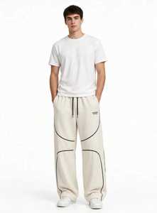Pantalones Deportivos de Forro Polar para Hombre ONETEN, Color Gris, Cintura Alta Elástica, Bordados, Corte Holgado Informal, Tejido Transpirable, para Invierno - Product Image 6