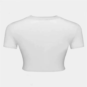เสื้อครอปแขนสั้นคอกลมสไตล์สตรีทแวร์ ระบายอากาศได้ดี ผลิตจากผ้าฝ้ายถัก 100% พิมพ์ลายโลโก้ สำหรับผู้หญิง - Product Image 5