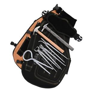 Kit d'outils de fermeur pour le soin des sabots et le clouage avec pince à sabots courbée, extracteur de clous, marteau de fermeur, testeur de douleur et tablier - Product Image 6