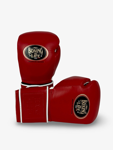 ถุงมือชกมวยหนังแท้แบบผูกเชือก ไม่มีสายรัดแบบ Hook and Loop ไม่มีสายรัดข้อมือแบบ Boxing ไม่มีสายรัดข้อมือแบบ Life  สีแดง  แบบเม็กซิกัน คุณภาพสูงสุด - Product Image 4
