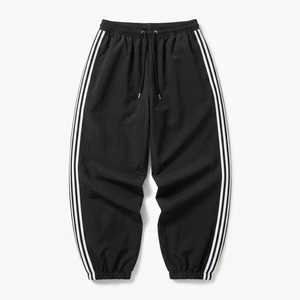Custom Activewear <b>Men</b> Loose Fit Windbreaker <b>Joggers</b> Breathable <b>Nylon</b> Triple Stripe Baggy Track Pants - Product Image 2