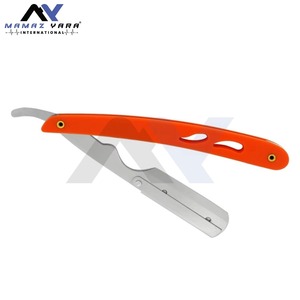 Navaja de Afeitar Profesional de Alta Calidad con Bloqueo Giratorio, Hoja de Acero Inoxidable de un Solo Filo, Mango de Plástico Rojo y Plateado, No Desechable, para Afeitar la Cara - Product Image 2