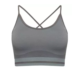 Soutien-gorge de sport sans couture personnalisé pour femme, col rond, bretelles spaghetti, maintien moyen, respirant, pour fitness, yoga et entraînement - Product Image 4