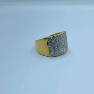 Bague élégante en or 22 carats pour homme, avec motif grille de diamants, pour un usage quotidien, bague lourde et stylée pour homme - Product Image 1