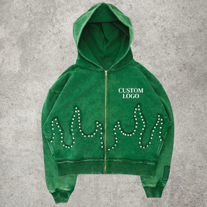 Custom Heavyweight 100% Cotton Acid Wash Y2K Vintage Boxy Cropped Rhinestone Flame Streetwear - Product Image 1