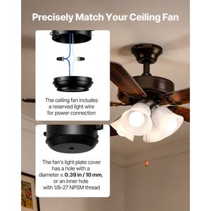 Kit d'éclairage pour ventilateur de plafond, quatre lumières 3000K 750lm, avec interrupteur à chaîne, pièce de rechange pour salon et chambre à coucher - Product Image 3