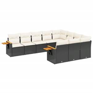 Black And Cream Garden <b>Sofa</b> <b>Set</b> With Cushions Outdoor Furniture Contemporary Design UV Resistant PE Rattan High Density Foam - Product Image 2