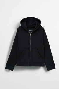 เสื้อฮู้ดซิปผู้ชายสีดำ ทรงปกติ ผ้าฝ้ายเฟรนช์เทอร์รี่ สีพื้น สวมใส่สบายๆ สำหรับฤดูใบไม้ร่วง มีกระเป๋า - Product Image 3