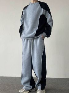 ชุดวอร์มแบบ unisex สีสันตัดกัน แขนยาว มีฮู้ด ไซส์ใหญ่ ทรงหลวม เสื้อสเวตเชิ้ต กางเกงขายาวรูดเชือก ระบายอากาศได้ดี เป็นมิตรกับสิ่งแวดล้อม - Product Image 3