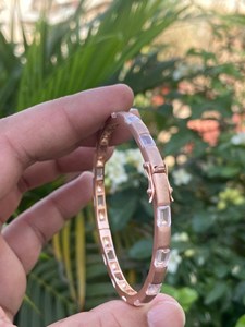Natural Rose Quartz <b>Bangle</b> Bracelet 925 Sterling Silver Rose <b>Gold</b> Plated Emerald Cut Pink Gemstone Jewelry Wholesale Manufacture - Product Image 3