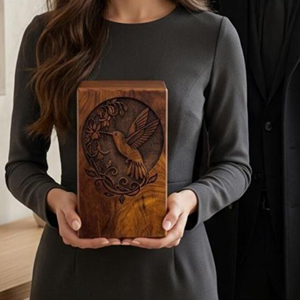 Custom Engraved Wooden Keepsake Urn Luxury Wooden Pet Urn for <b>Dog</b> Ashes Modern Minimalist Wooden Cremation <b>Box</b> by AYAANS - Product Image 1