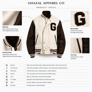 Chaqueta Varsity para Hombre, Mezcla de Lana y Cachemira, Mangas de Cuero PU, Estilo Clásico Letterman, Parche de Chenilla, Personalizable, OEM, Venta al Por Mayor - Product Image 5