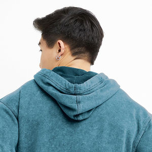 Sudaderas con capucha de peso pesado, lavadas, con estampado personalizado, efecto desgastado por el sol, hombros caídos, lavado ácido, OEM, sudaderas gruesas francesas en blanco - Product Image 2