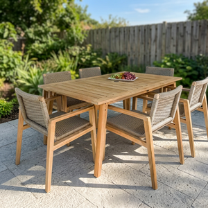 Ensemble de mobilier de jardin en bois pour 4/6/8 personnes, OEM/ODM, disponible avec tissu/coussin/couleurs personnalisables - Product Image 4