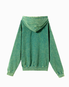 Oversized Hooded Sweatshirt Solid Green Cotton Fleece Pocket Unisex Regular Fit Winter Casual Eco-Friendly Breathable - Product Image 2