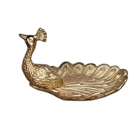 Bol décoratif paon doré assiette en résine plat élégant en forme d'oiseau plateau de service de luxe élégant pour la décoration de table à la maison