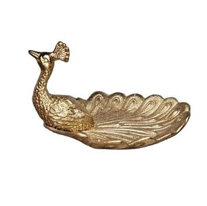 Bol décoratif paon doré assiette en résine plat élégant en forme d'oiseau plateau de service de luxe élégant pour la décoration de table à la maison - Product Image 1