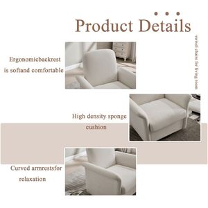 Poltrona Moderna Girevole a Botte con Base in Legno per il Relax, Ideale per Camera da Letto, Lettura, Hotel, Sala d'Attesa o Soggiorno - Product Image 5