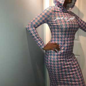 Robe midi moulante à carreaux pour femme Jack and Jill, manches longues, coupe ajustée, élégante, pour le bureau ou les soirées, vente en gros personnalisée - Product Image 4