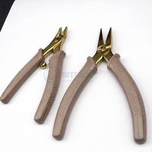 Ensemble de 2 pinces à bijoux, pinces à bec effilé et pinces coupantes, acier inoxydable, poignée antidérapante, kit d'outils de perlage DIY - Product Image 1